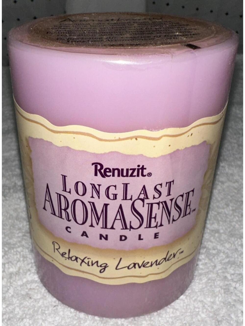 Renuzit Pillar Candle AromaSense Relaxing Lavender Vintage New